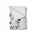 thumbnail image 2 of Enjoy the Little Things Soft Flannel Fleece Throw Blanket, Hand Lettering with Paisley Motifs and Dotted Frame Design, Cozy Plush for Indoor and Outdoor Use, 50" x 70", Black and White, by Ambesonne, 2 of 6