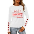 thumbnail image 2 of HOMBOM Womens Shirts White Christmas Festive Ugly Long Sleeve Snowflakes Crewneck T Shirts for Ladies Xmas, 2 of 9