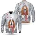 thumbnail image 3 of Playful Basset Hound Welcomes Winter Snowy Day with Cardinal Bird All Over Print 3D Baseball Jacket Bassets Dog Breed Lovers Gifts Idea Bomber Jacket Softball - 12017, 3 of 6