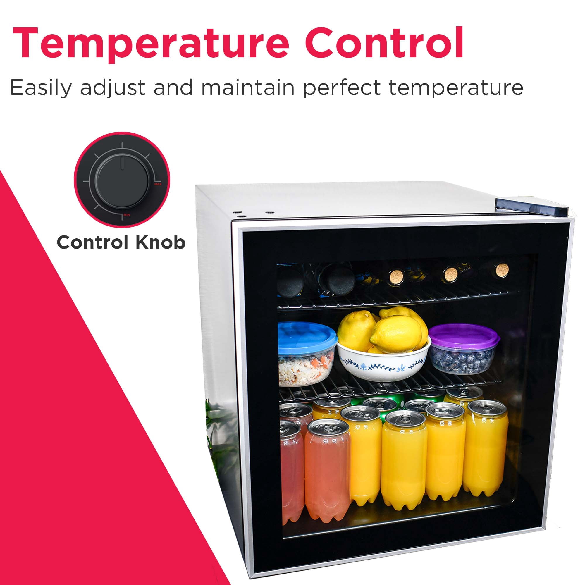 Frigidaire 70 Can Beverage Refrigerator, 1.6 Cu. ft. Glass Door Mini Fridge, Black EFMIS164