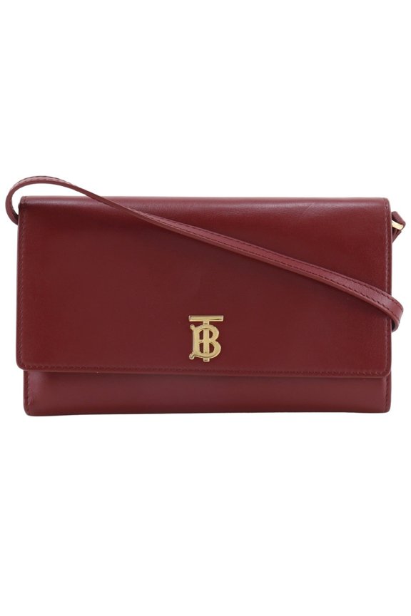 Pre-Owned Burberry Shoulder Wallet Bag 2WAY Cowhide Leather Red 2Way Snap Button... (Good)