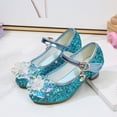 thumbnail image 6 of VeFlora Girls Dress Shoes, Glitter Princess Shoe, Flower Mary Jane Low Heels, Party Wedding Prom Footwear for Toddler Kids(Blue4/5-5.5 Years Little Child), 6 of 8