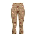 thumbnail image 4 of SCRAWLGOD Christmas Elk Candy Cane Brown Women's High Waisted Capri with Pockets Buttery Tummy Control Yoga Leggings Stretch Breathable Workout Athletic Running Yoga Cycling, S, 4 of 7