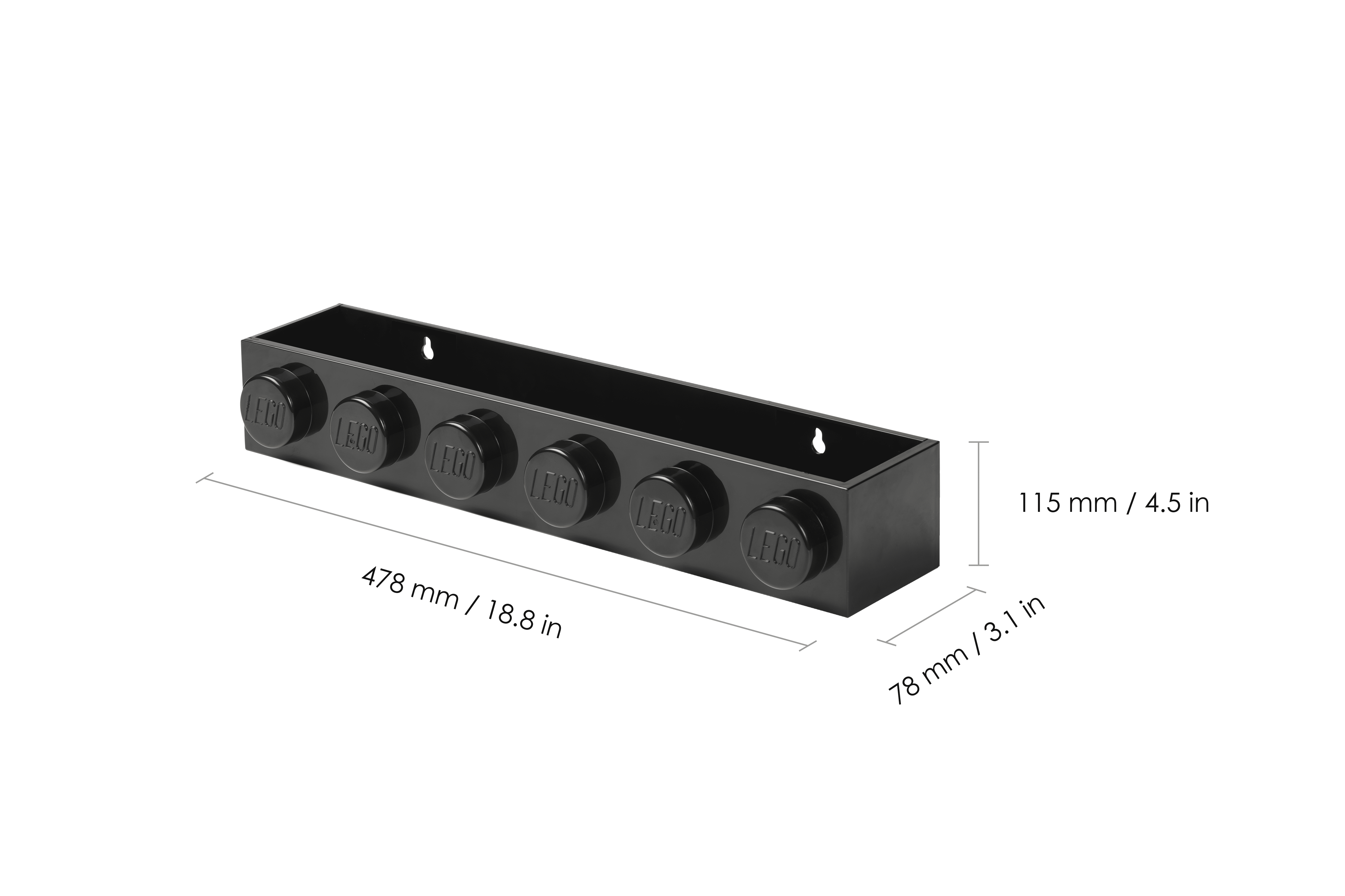 Room Copenhagen, Lego Book Rack - Decorative Floating Shelf Storage - Black (41121733)