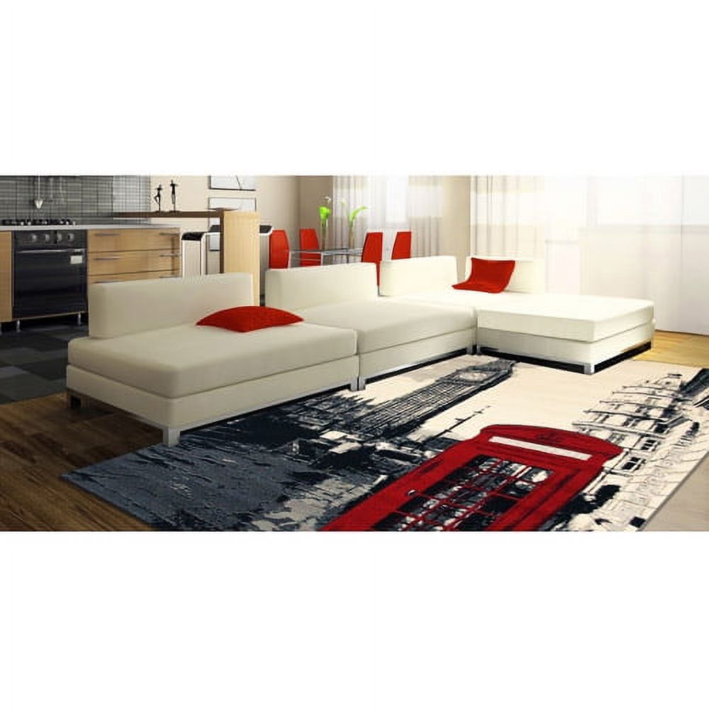 Terra London Rectangle Area Rug Black/White/Red - image 3 of 3