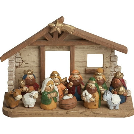 Transpac 12 Piece Kids Nativity with Cr che Set