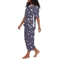 thumbnail image 3 of DKNY Women's Elastic Waistband Capri & Short Sleeve Pajama Set (Navy Star, XL), 3 of 5