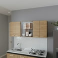 thumbnail image 2 of Newboti Furniture Natural Oak Wall Cabinet Kitchen in Melamine with 4-Door and Glass Storage 60089, 2 of 8