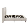 thumbnail image 4 of King Size Upholstered Bed Frame - Beige Chenille Headboard - 12 Slats, 4 of 4