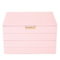 thumbnail image 1 of 4 Layers PU Leather Ear Stud Ring Storage Box Detachable Jewelry Organizer CasePink, 1 of 14
