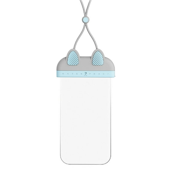 Cute Cat Waterproof Case,Cat Styling Waterproof Bag With Flip Rope For Smart Phone Under 7.0 inches Gray