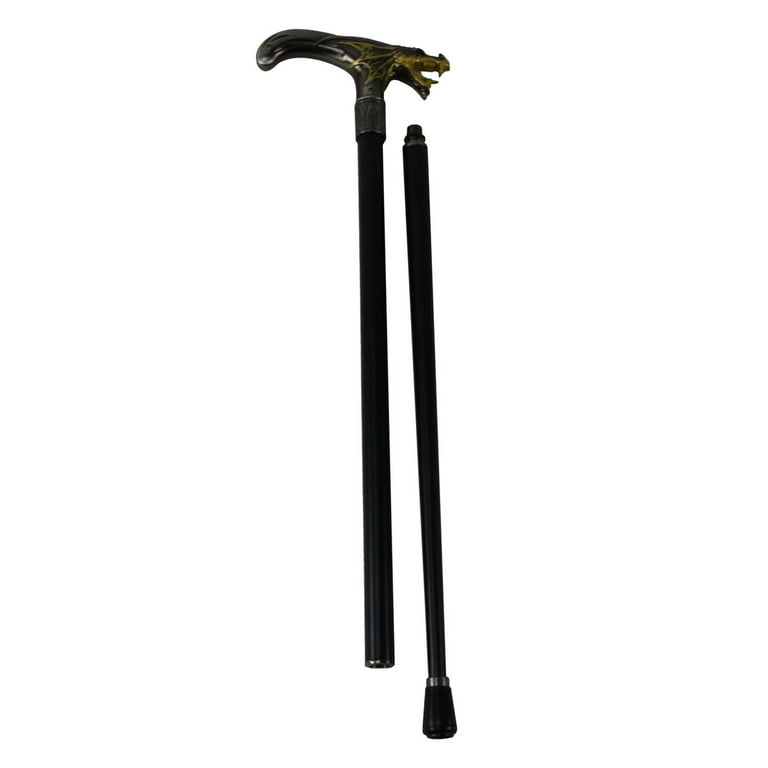 Golden Winged Dragon T Handle Metal Cane 2pc Steel Shaft Travel Walking Stick Golden Winged Dragon T Handle Metal Cane 2pc Steel Shaft Travel Walking Stick