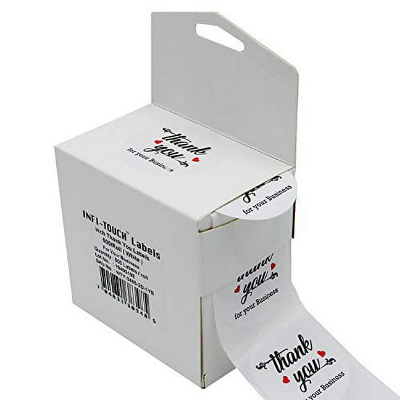 Infi-Touch 2" White Round Thank You for Your Business Stickers - 500 Ct. in Box
