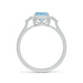 thumbnail image 2 of ANGARA Natural Cushion 1.2 ct Aquamarine Halo Ring with Trio Diamonds in 14K White Gold for Women (Size-8x6mm) | March Birthstone, Anniversary, Jewelry Gift for Women | Natural Aquamarine Ring, 2 of 9