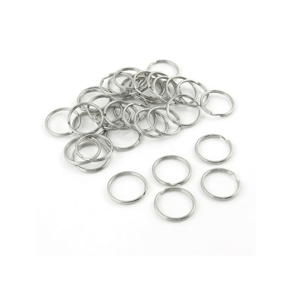 Unique Bargains 35 x Silver Tone Metal 23mm OD Circle Split Key Rings Keychains Keychain