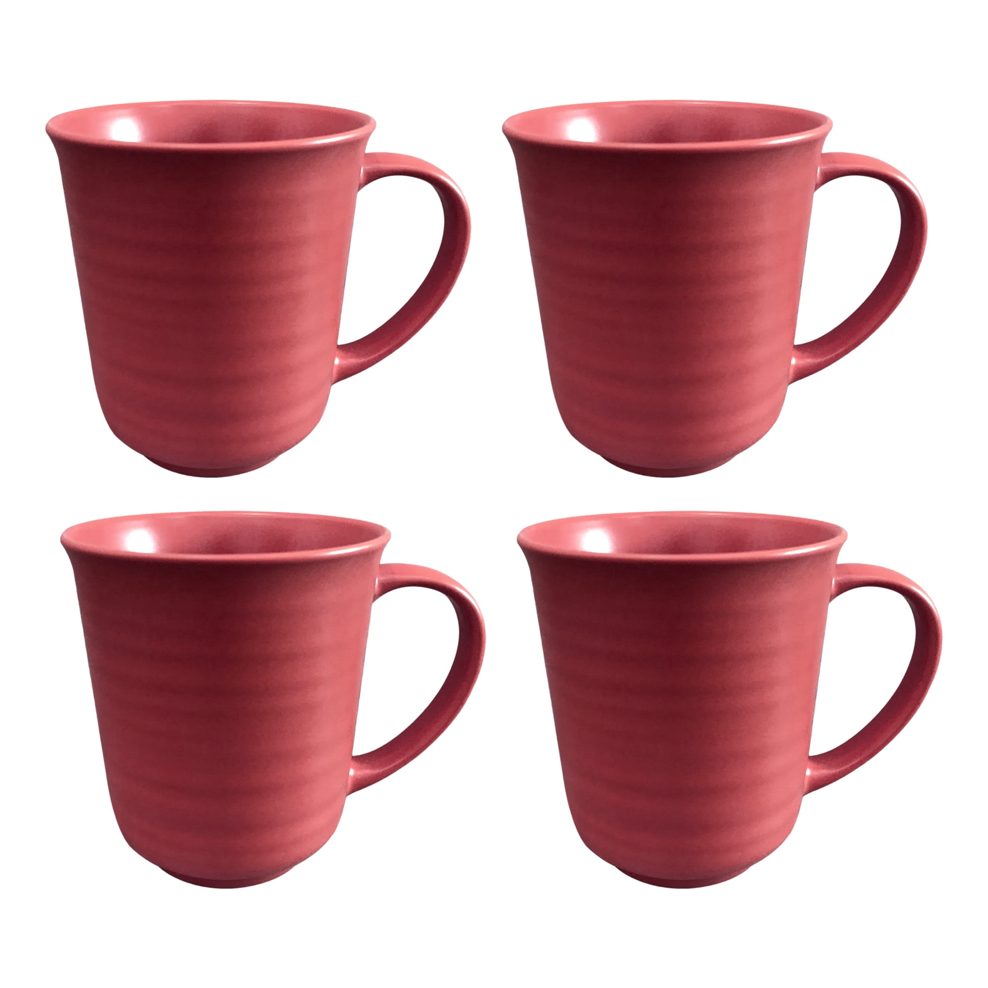 Red Matte Glaze Finish 17 ounce Stoneware Coffee Cup Mugs Set of 4 ...
