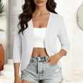 thumbnail image 3 of Stamzod Cropped Cardigan for Women Casual Lightweight 3/4 Sleeve Shrug Cardigans Open Front Elegant Bolero Shrugs for Dresses White L, 3 of 10