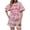 Light pink, variant on Floral Printing Women Puff Sleeve 2 Pieces Sets Tie Front Babydoll Blouse and Ruffle Shorts