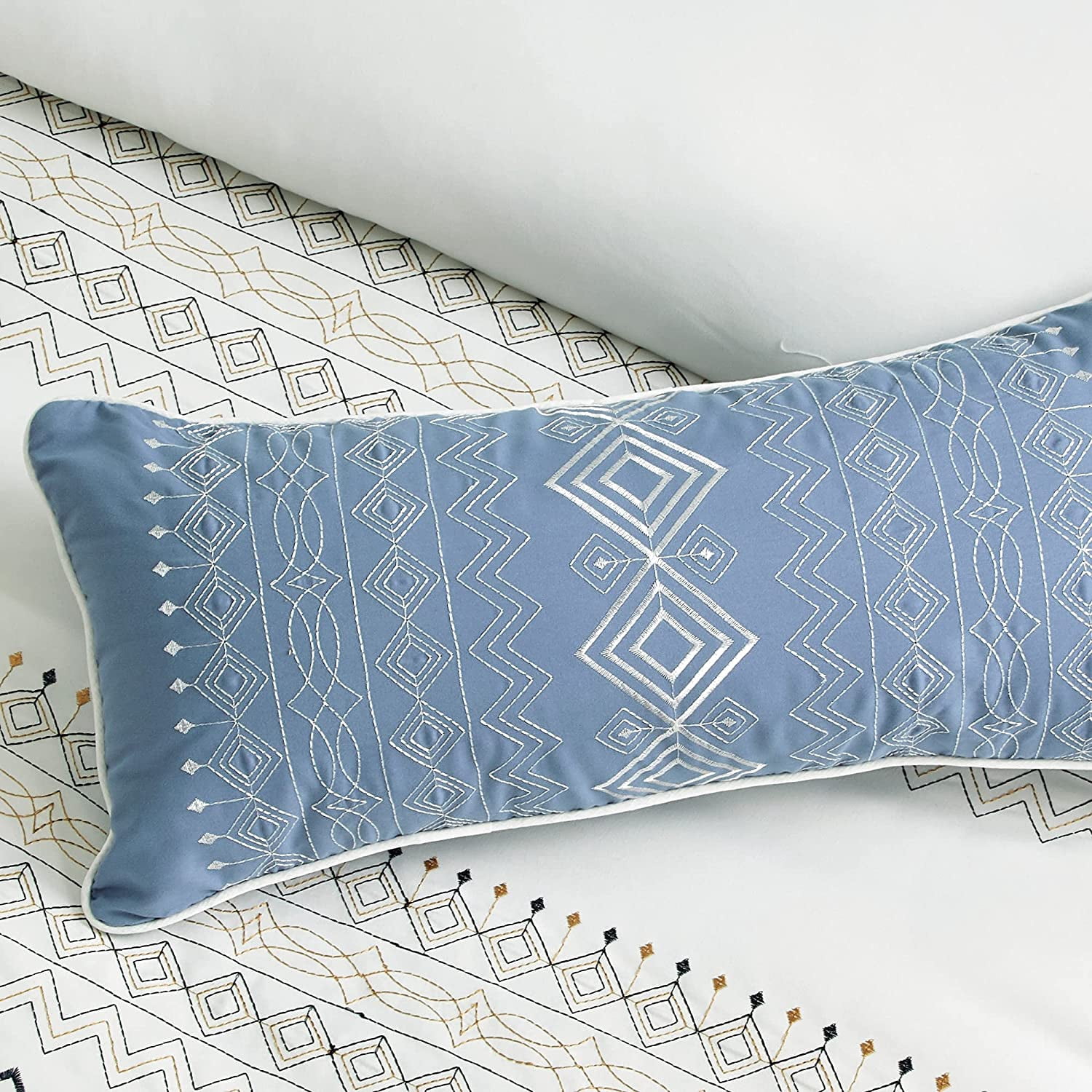 Chezmoi Collection Hart 7-Piece Southwestern Geometric Embroidery Comforter Set