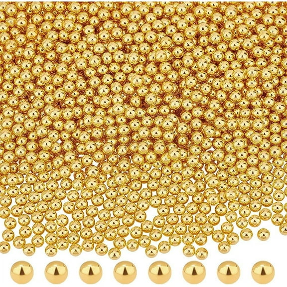 2400pcs 4mm Golden Pearl Beads No Hole Loose ABS Plastic Pearl Beads Resin Filling Material Pearl Beads for Resin Crafting Nail Art Makeup Jewelry Making and Wedding for DIY