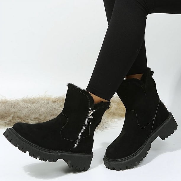 Botas de nieve de invierno para mujer, zapatos de terciopelo para mujer, botas cálidas, zapatos de algodón grueso, botas de mujer del noreste