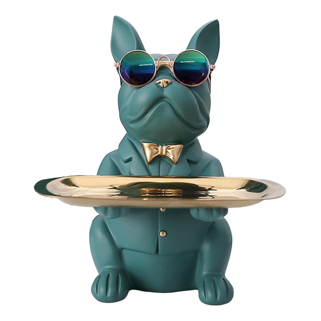 veasfak Plateau de Rangement pour Animaux Mignons Sculptures Porte-Clés en Résine Plat à Bonbons Vert