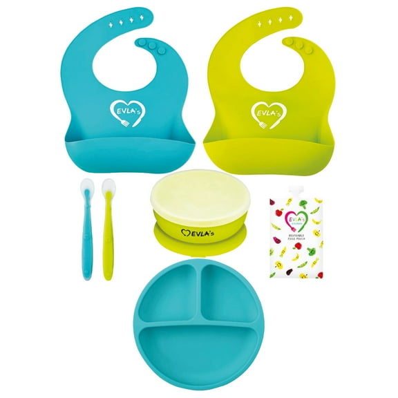Trademark Home Infant Baby Feeding Set, Silicone, 8-Piece, Multicolor