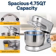 thumbnail image 4 of SPECSTAR 4.75 Quart Stand Mixer, 8 Speed Kitchen Electric Food Mixer, Household Stand Mixer for Baking, Cake, Bread with Beater, Dough Hook, Wire Whip and Egg Separator, Silver, 4 of 9