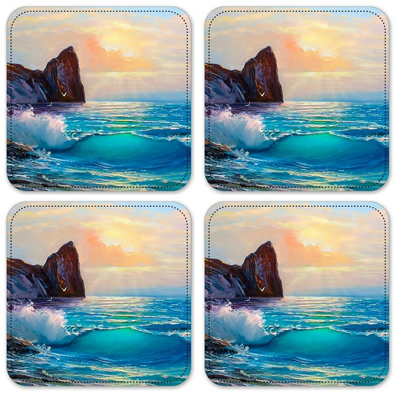 Vinyl Drink Coasters - Set of 4 - Cliffside Sunrise