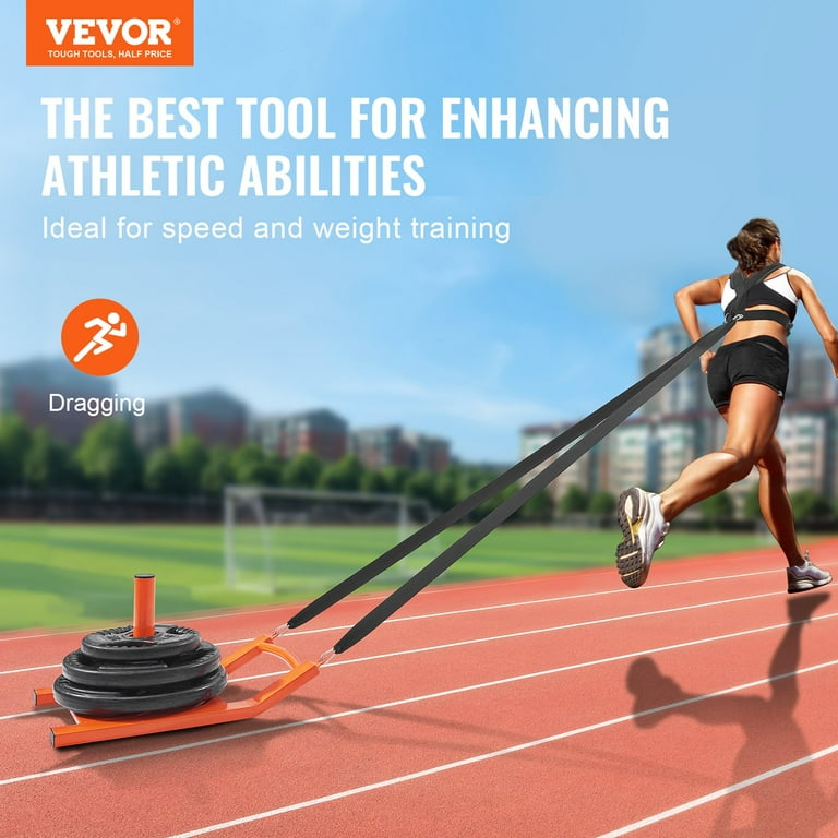VEVOR Steel Pull Sled for Weight Training Fitness and Speed Training Equipment Compatible with 1 2 Weight Plates Ideal for Athletic Exercise Orange Walmart