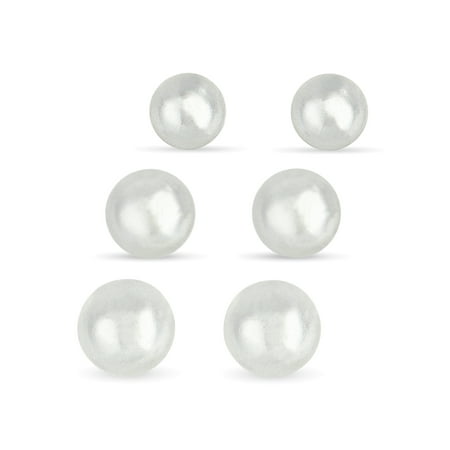 Sterling Silver Stud Earrings, Set of 3