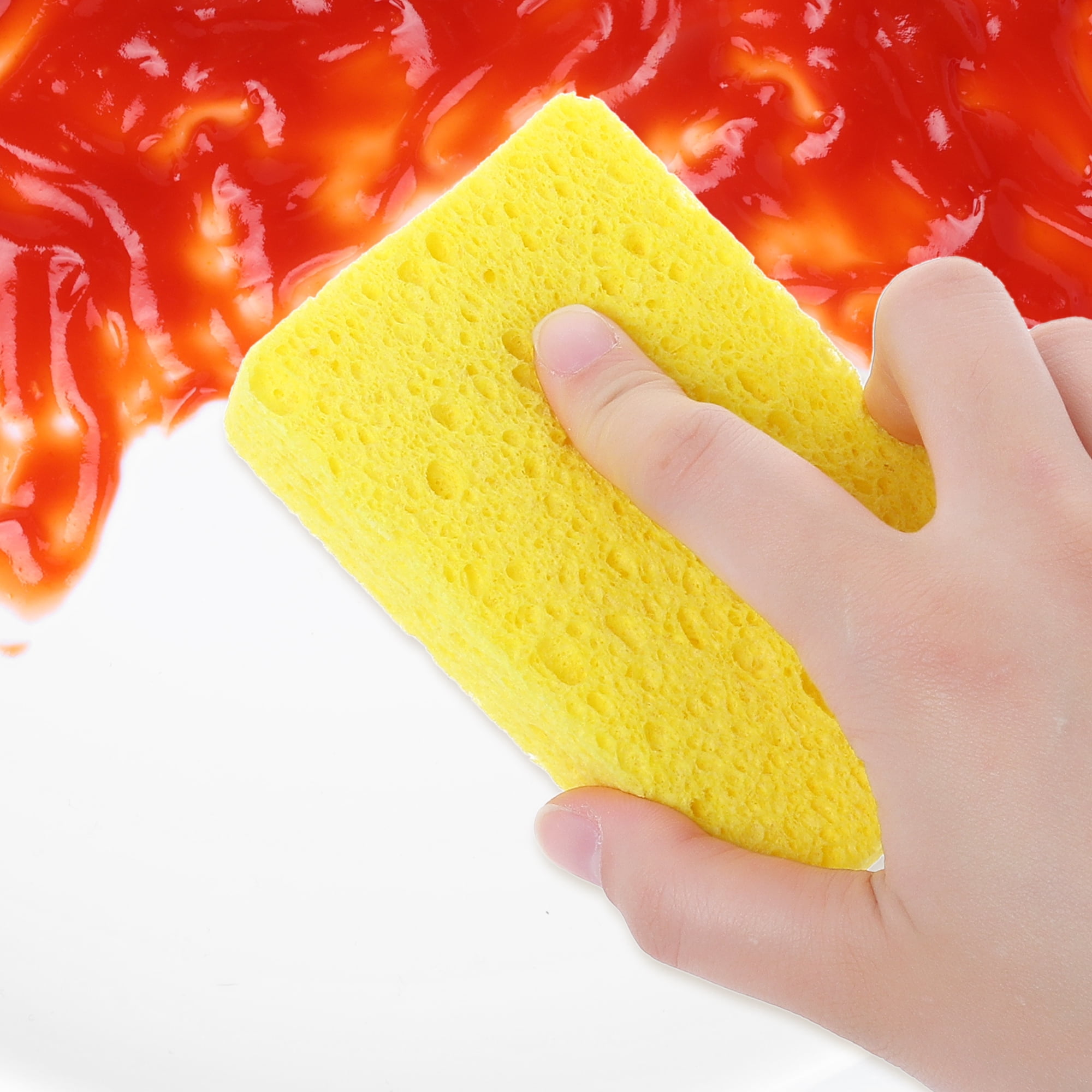 Unique Bargains 6 Pack Non-Scratch Sponges Kitchen Cleaning Sponges Yellow 4.3"x2.8"x0.8"