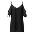 thumbnail image 3 of DuoJiaJ Women Summer V Neck Cold Shoulder Tops T Shirts Cut Out Lace Short Sleeve Solid Color Blouses Shirt Women’s Summer Tops Black L, 3 of 5