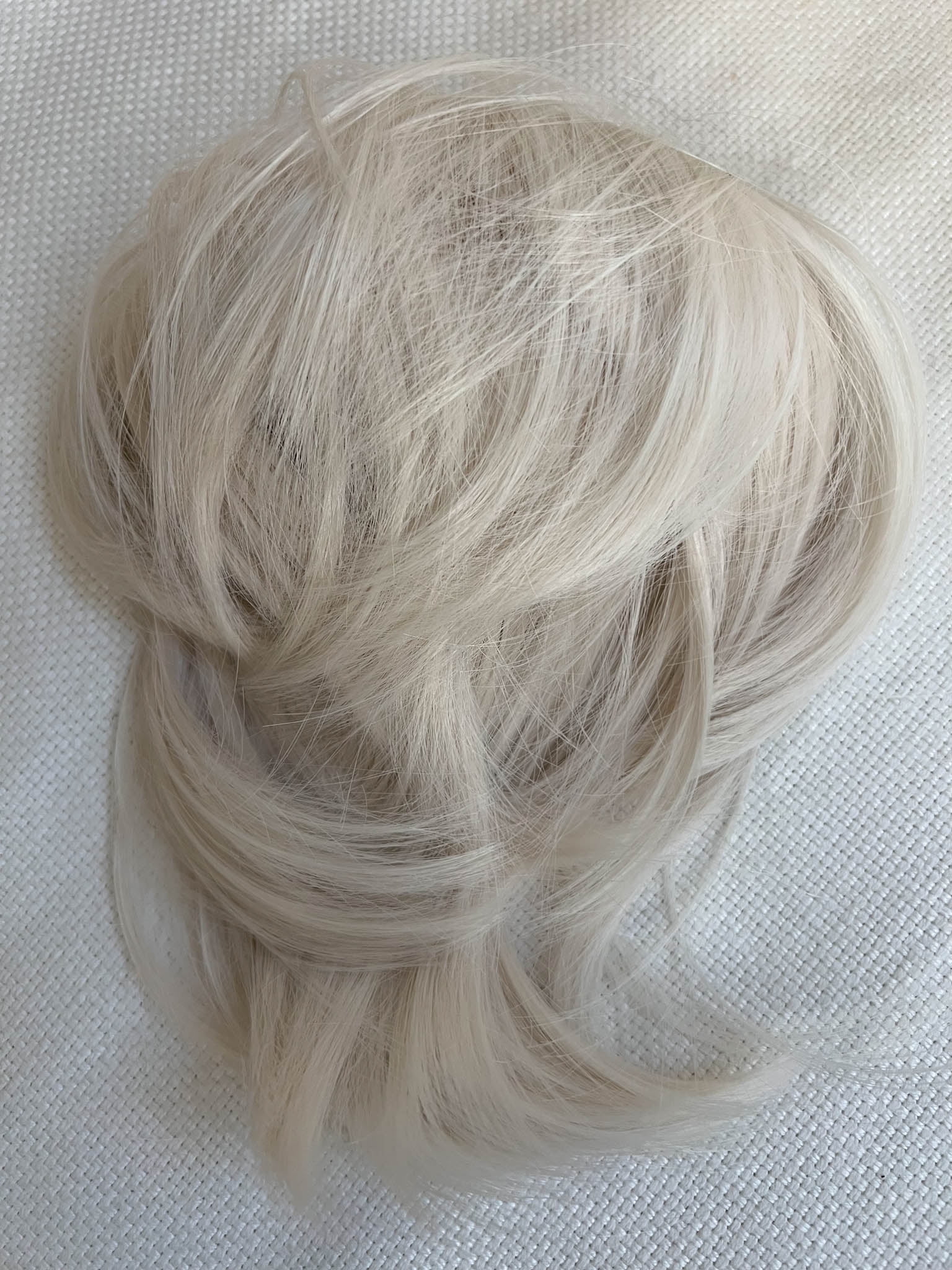 Apexhairs Messy Bun Hair Piece Tousled Updo Straight Hair Chignon Scrunchy Platinum Blonde