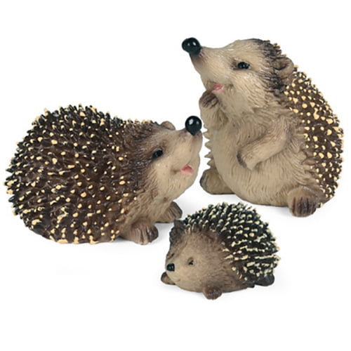 Boutique Cadeau Mini Hérisson Figurine Fée Jardin Statue Ensemble de 3 Figurines en Résine Pelouse Miniature Micro Paysage Animal Patio Extérieur Cour Petites Statues Décor Ornement Décorations Sculptures de Jardin