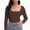 Chocolate, variant on Women's Scoop Neck Long Sleeve Slim Fitted Casual Basic Crop Top
