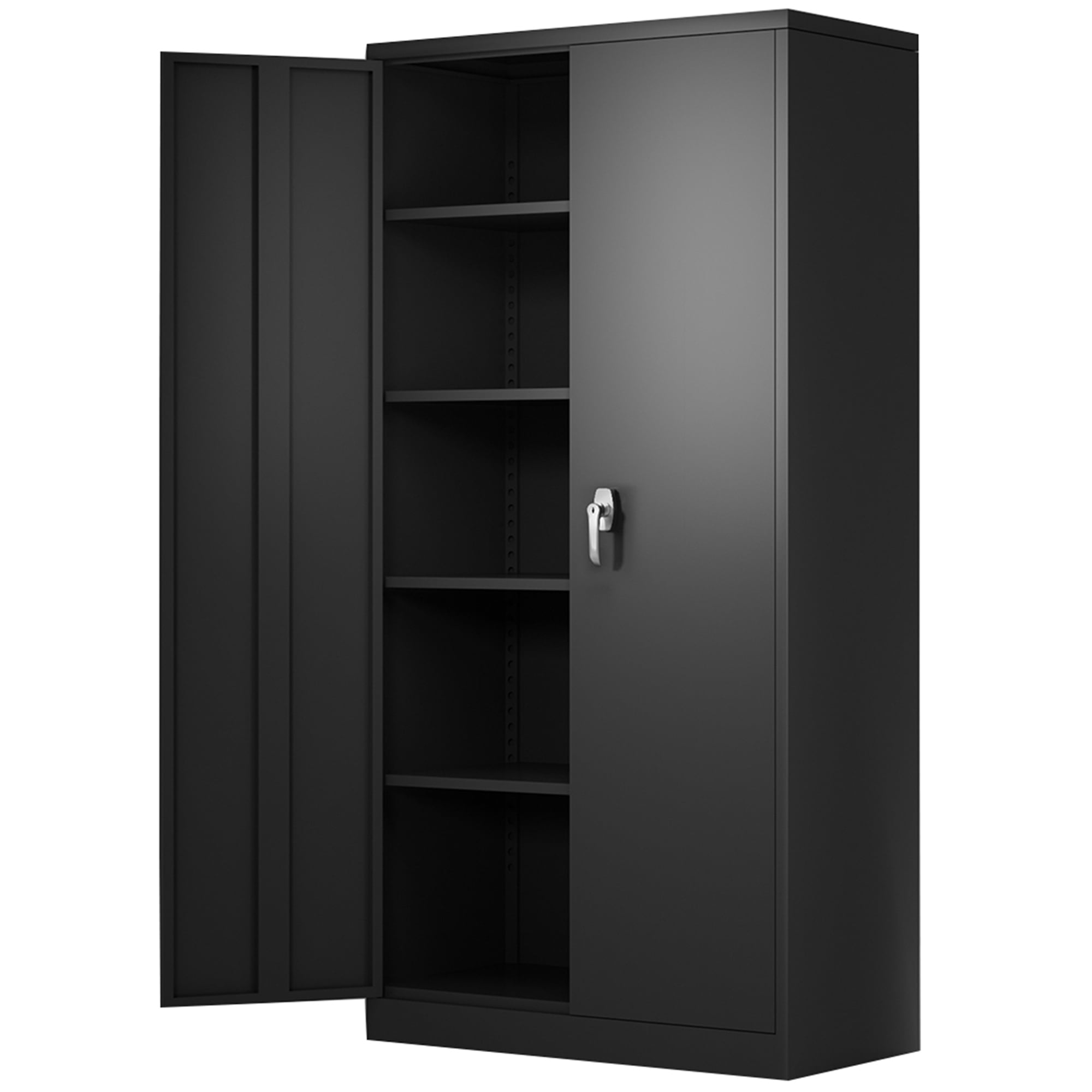 Lockable Double Doors and 1 Shelf White Desk High Cupboard Office Cupboard From the Smart Office Furniture Range 