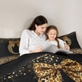 thumbnail image 4 of Erosebridal Chic Cheetah Print Twin Bedding Sets, Personalized Initial O Bedding Comforter Set, Black Brown, Black Reversible 7-Piece, 4 of 6