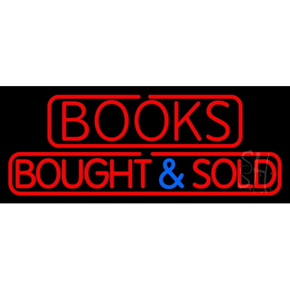 Red Books Bought And Sold LED Neon Sign 10 x 24 - inches, Black Square Cut Acrylic Backing, with Dimmer - Bright and Premium built indoor LED Neon Sign for Defence Force.