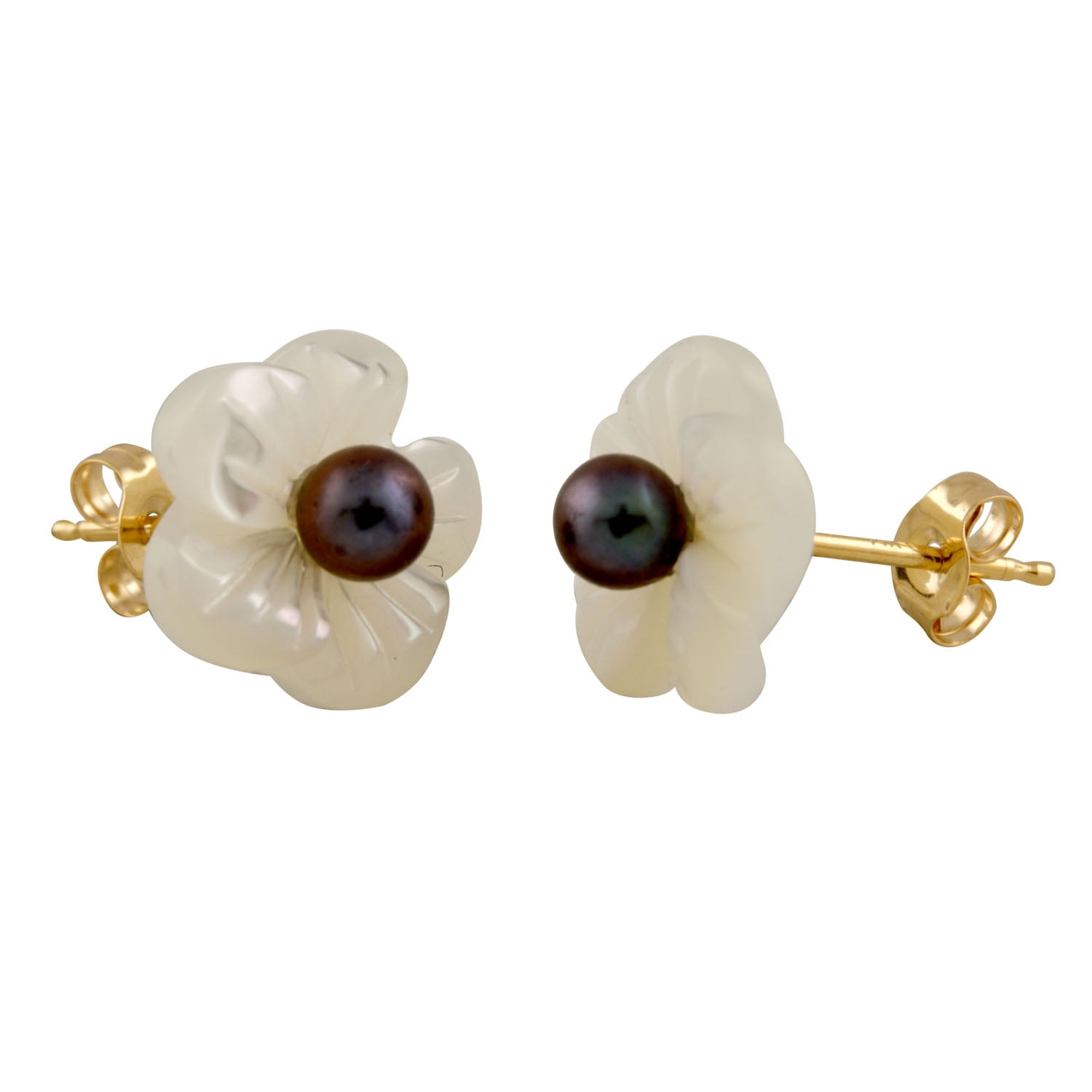 Details about   14k 14kt Yellow Gold 9-10mm Coffee Round FW Cultured Pearl Stud Earrings