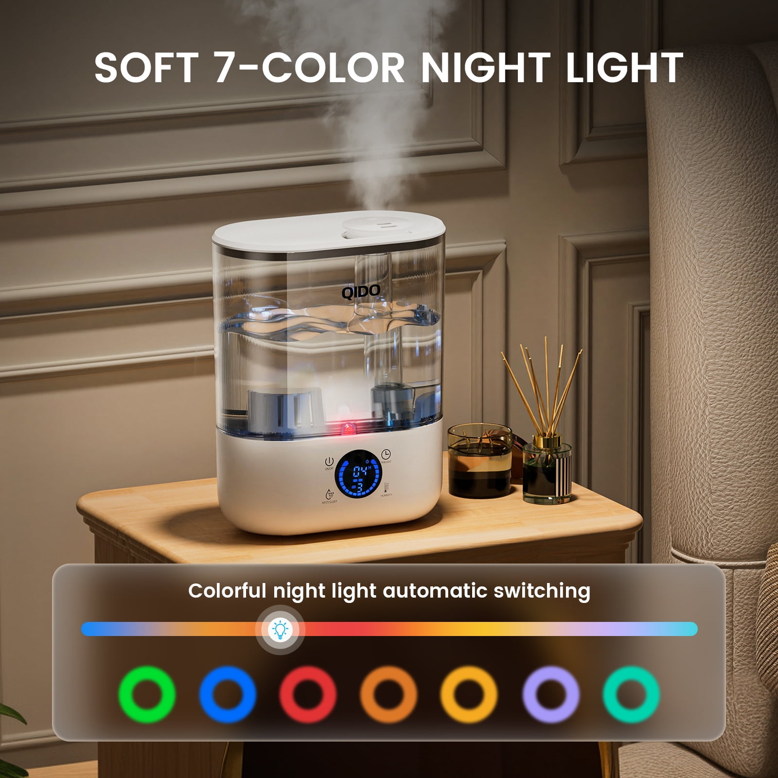 LUCKLIFE Smart Humidifiers for Bedroom,5L Top Fill Cool Mist & 36H Runtime Ultrasonic Humidifier,Quiet 28dB Essential Oil Diffuser for Baby & Plants, White