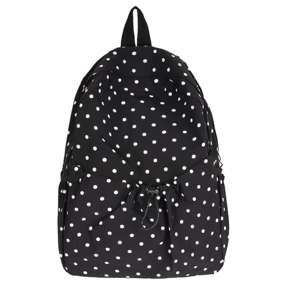 HUISZJ Large Capacity School Backpack, Polka Dot Printed Schoolbag, Multi- Pockets Laptop Backpack for Students College Travel, Black