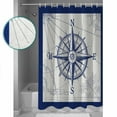 thumbnail image 4 of Blue Compass Nautical Waterproof Fabric Shower Curtain, Coastal Abstract Art Retro Shower Curtain for Bathroom Curtains Bathtubs Hotel Washable Shower Curtains with 12 Hooks Small 36x78in, 4 of 6