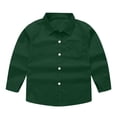 thumbnail image 3 of Curuila Kids Toddler Boys Shirt Long Sleeve Solid Color Lapel Button Down Shirts For Boys Loose Fit Casual Tops Dark Green Size 10-11 Years, 3 of 7