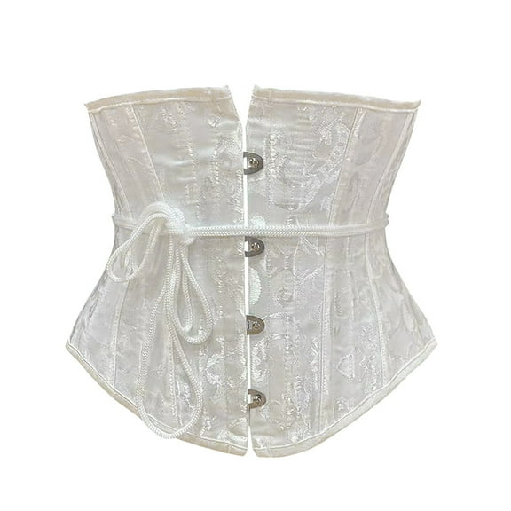 Women's Lace Up Boned Jacquard Brocade Waist Training Underbust Corset