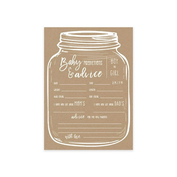 Decorative Baby Shower Game Rustic Style Prediction and Advice Cards 50 Pack 5" x 7"