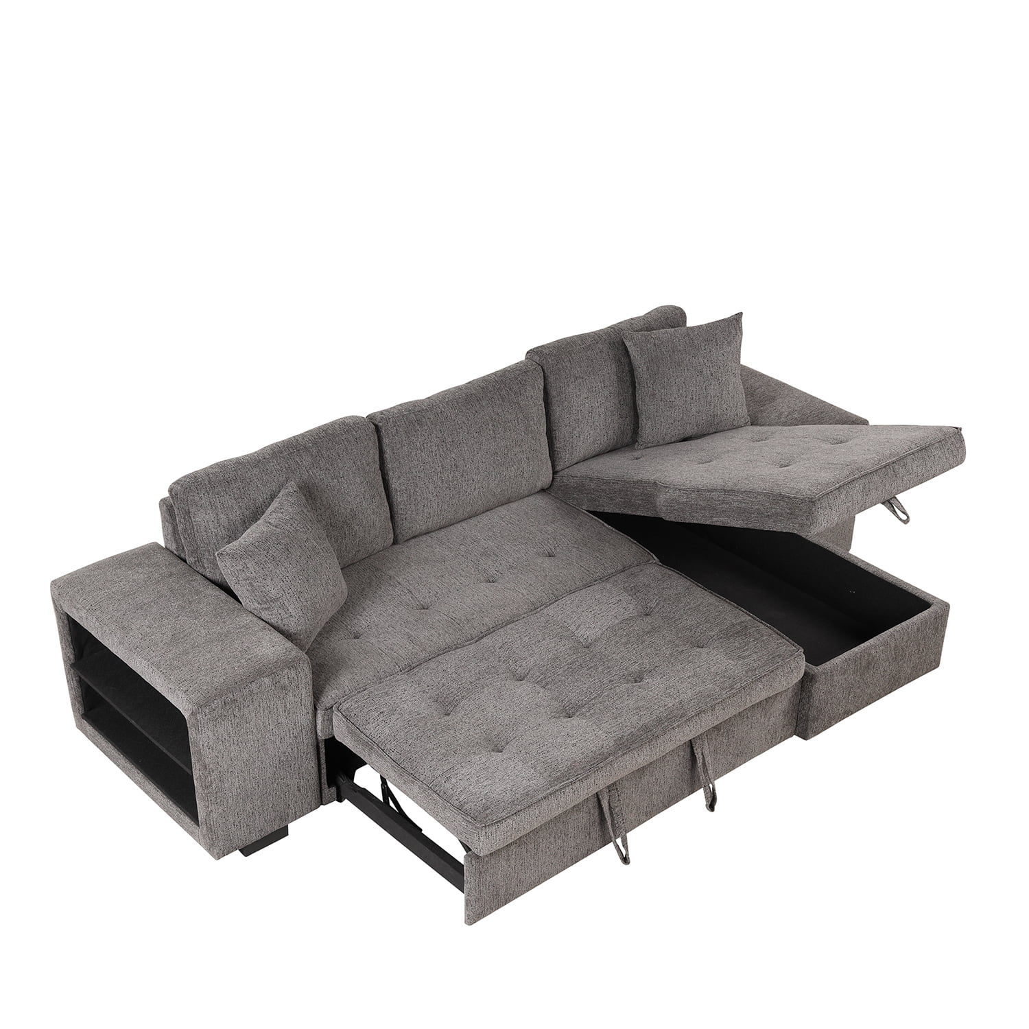 Kadyn 104" Modern L-Shape 3 Seat Reversible Sectional Couch, Pull Out Sleeper Sofa with 2 Stools, Sofa reclining chair with storage space for Living Room, Knox Charcoal Kadyn 104" Modern L-Shape 3 Seat Reversible Sectional Couch, Pull Out Sleeper Sofa with 2 Stools, Sofa reclining chair with storage space for Living Room, Knox Charcoal