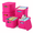 Bright Pink, variant on W 6 Pack White Storage Bins with Lids Stackable Storage Container for Organizing, Small Storage Boxes with Handle for Shelves, Cute Organizer Bins for Craft, Snacks, 9.85x6.9x5.7 inch