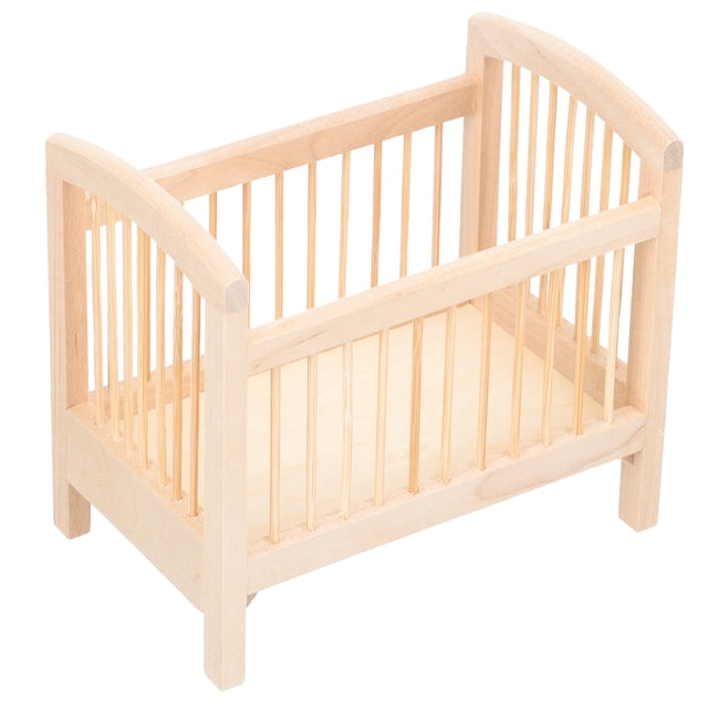 Cuna de madera en miniatura para muñecas, modelo de cuna para bebé, accesorio decorativo en miniatura