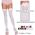 thumbnail image 3 of Medias hasta el muslo Leg Avenue con lazo de satén blanco y rosa Talla única, 3 of 5